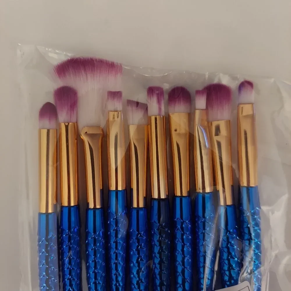 10 Pcs Mermaid Eye Makeup Brushes Set
